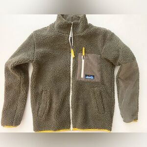 Kavu Sherpa Fleece Jacket in Olive and Yellow